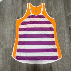 Nike Dri-Fit Purple & White Striped Razorback Tank w/‎ Orange accents, Women’s M